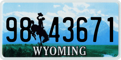 WY license plate 9843671