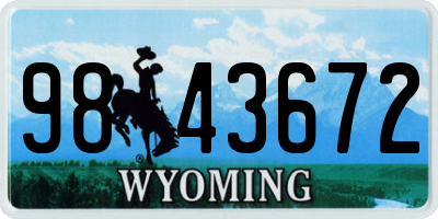 WY license plate 9843672