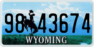 WY license plate 9843674