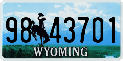 WY license plate 9843701