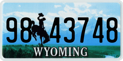 WY license plate 9843748