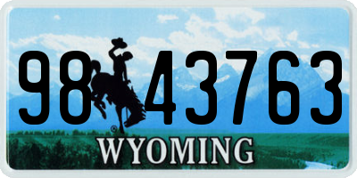 WY license plate 9843763