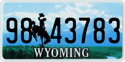 WY license plate 9843783