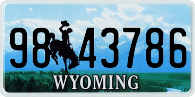 WY license plate 9843786