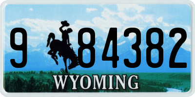 WY license plate 984382