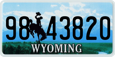 WY license plate 9843820