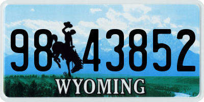WY license plate 9843852
