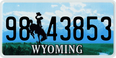 WY license plate 9843853