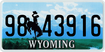 WY license plate 9843916