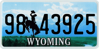 WY license plate 9843925