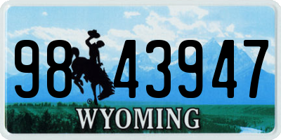 WY license plate 9843947