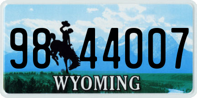 WY license plate 9844007