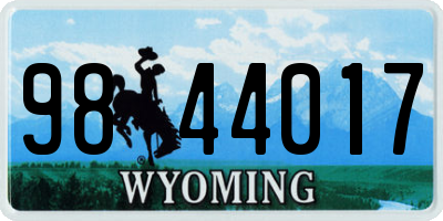 WY license plate 9844017