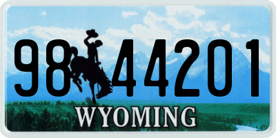 WY license plate 9844201