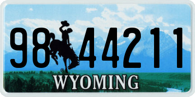WY license plate 9844211