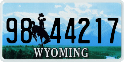 WY license plate 9844217