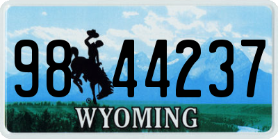 WY license plate 9844237