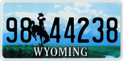 WY license plate 9844238