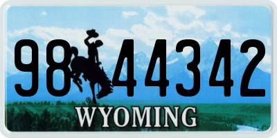 WY license plate 9844342