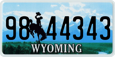 WY license plate 9844343