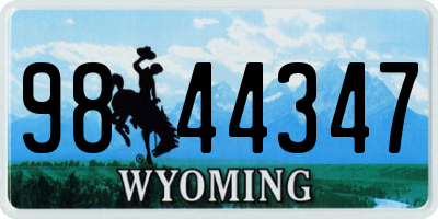WY license plate 9844347