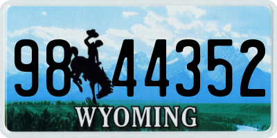 WY license plate 9844352