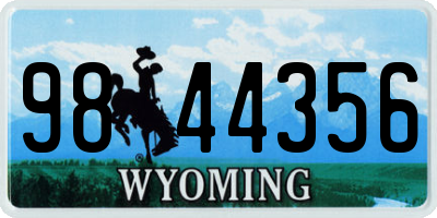 WY license plate 9844356