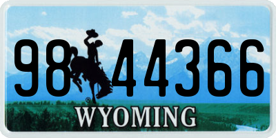 WY license plate 9844366