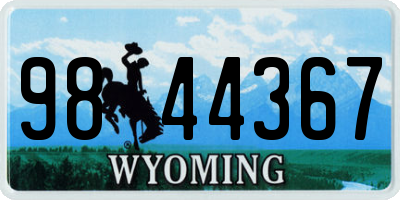 WY license plate 9844367
