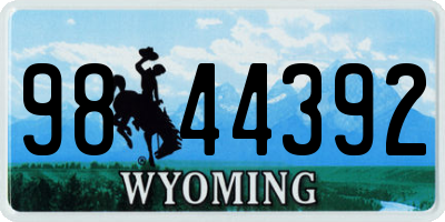 WY license plate 9844392