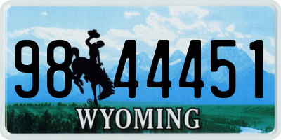 WY license plate 9844451