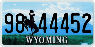 WY license plate 9844452