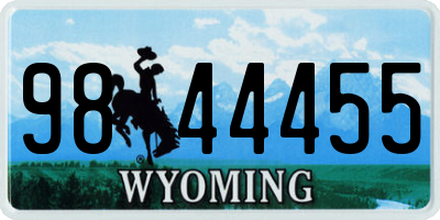 WY license plate 9844455