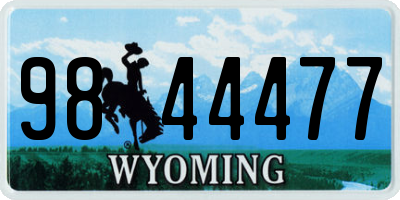 WY license plate 9844477