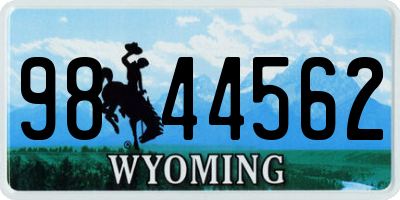 WY license plate 9844562