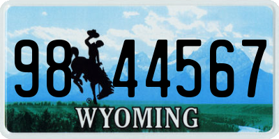 WY license plate 9844567