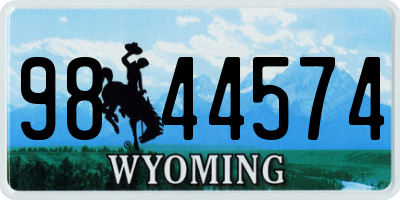 WY license plate 9844574