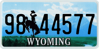 WY license plate 9844577