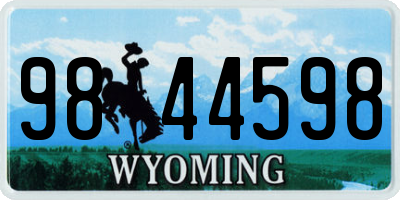 WY license plate 9844598