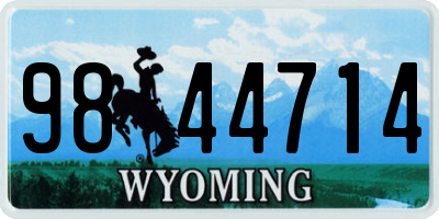 WY license plate 9844714