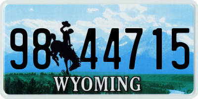 WY license plate 9844715
