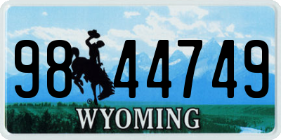 WY license plate 9844749