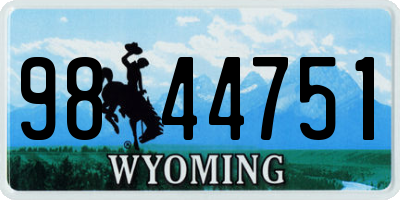 WY license plate 9844751