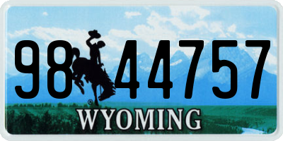 WY license plate 9844757