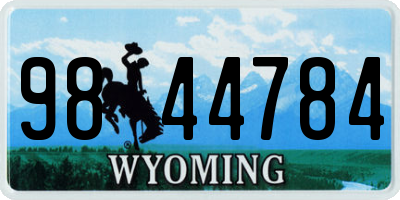 WY license plate 9844784