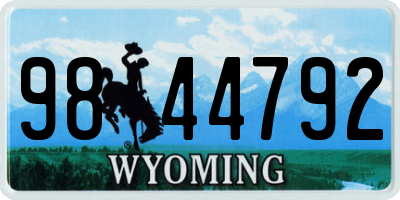WY license plate 9844792