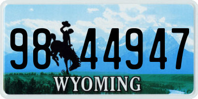 WY license plate 9844947