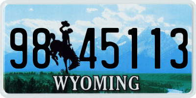 WY license plate 9845113