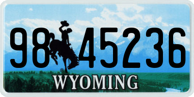 WY license plate 9845236