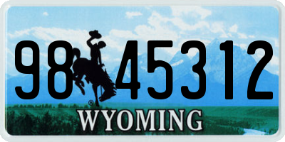 WY license plate 9845312